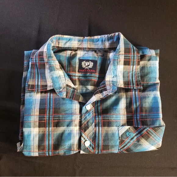Phat‎ Farm Plaid Short Sleeve Button Down Shirt Men’s XL - Picture 2 of 6